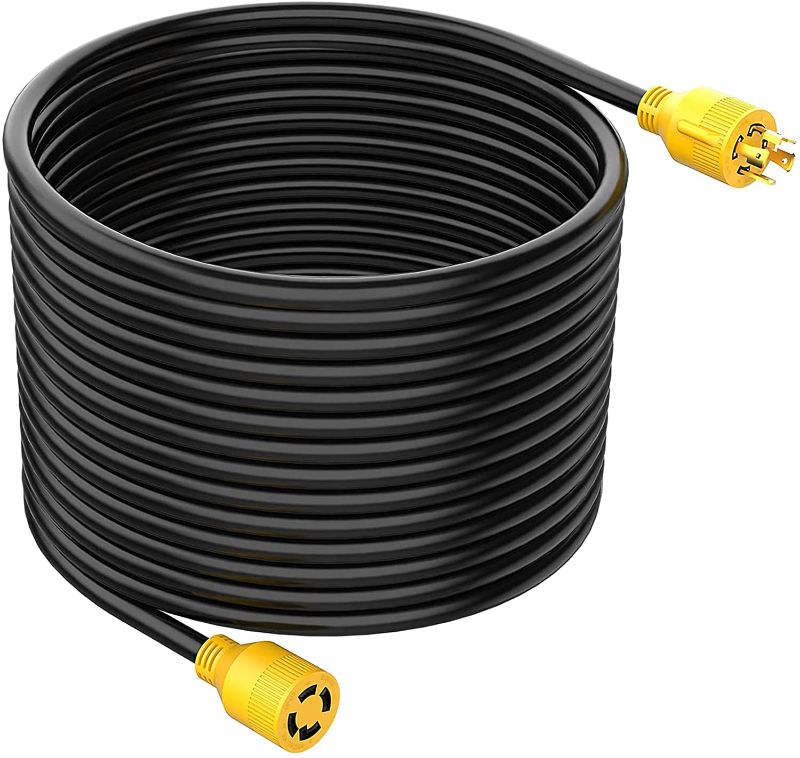 Photo 1 of RVGUARD 4 Prong 30 Amp 100 Feet Generator Extension Cord, NEMA L14-30P/L14-30R, 125/250V Up to 7500W 10 Gauge SJTW Generator Cord with Cord Organizer, ETL Listed
