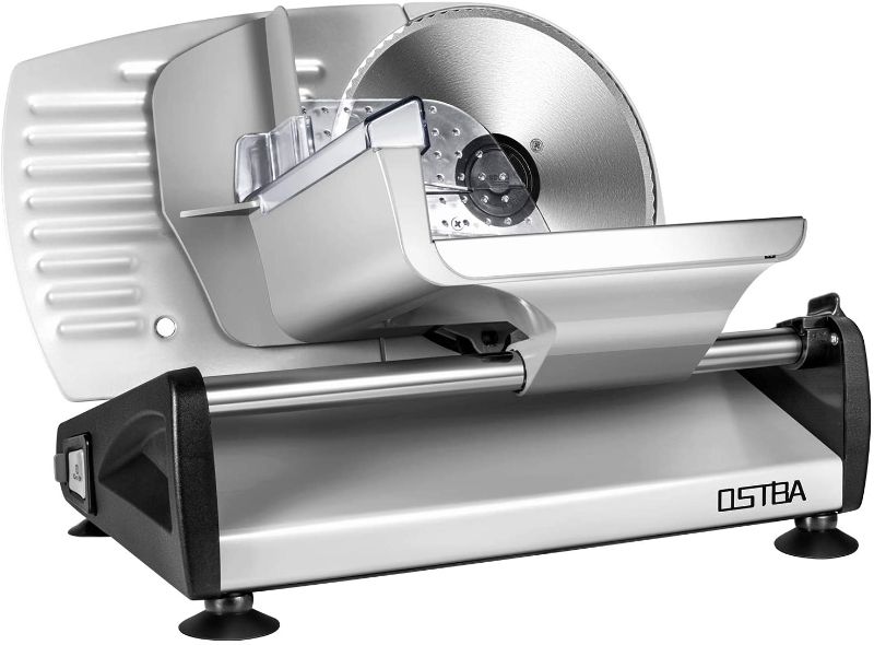 Photo 1 of Meat Slicer Electric Deli Food Slicer with Removable 7.5’’ Stainless Steel Blade, Adjustable Thickness Meat Slicer for Home Use, Child Lock Protection, Easy to Clean, Cuts Meat, Bread and Cheese, 150W


//tested, powers on//previously opened 