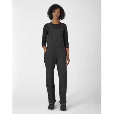 Photo 1 of Dickies Women's Double Front Duck Bib Overalls - Rinsed Black Size 2Xl (FB2500)
