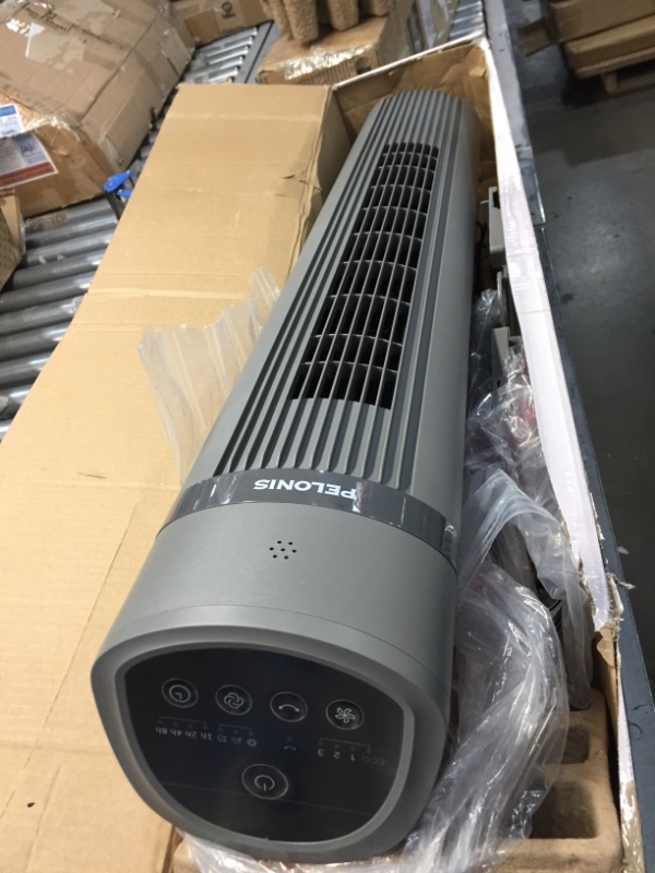 Photo 1 of PELONIS Oscillating Tower Fan with Remote Control 40’’ Quiet Stand up Fan with 3 Speed Settings and 3 Modes 15-Hour Timer LED Display for Bedroom\
MODEL: PFT40A4AGB
SERIAL NUMBER: 34PC829010414262100363
