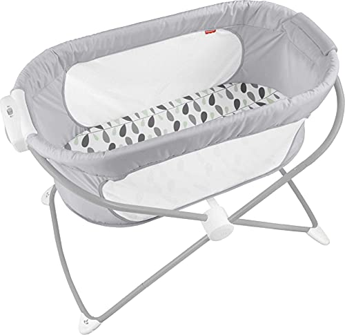 Photo 1 of Fisher-Price Soothing View Bassinet – Climbing Leaves, Folding Portable Baby Cradle for Newborns and Infants