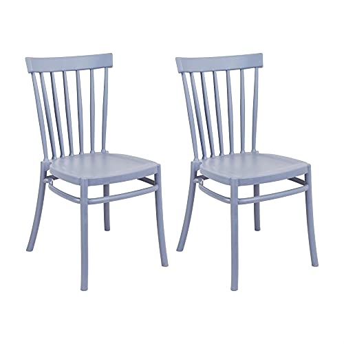 Photo 1 of CangLong PP School House Back Armless Dining Side Chair for Dining, Living Room,Bedroom, Kitchen, Set of 2, Gray