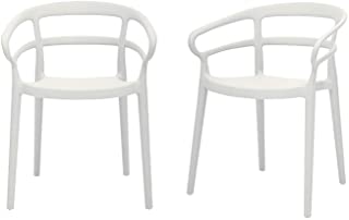 Photo 1 of Amazon Basics White, Curved Back Dining Chair-Set of 2,