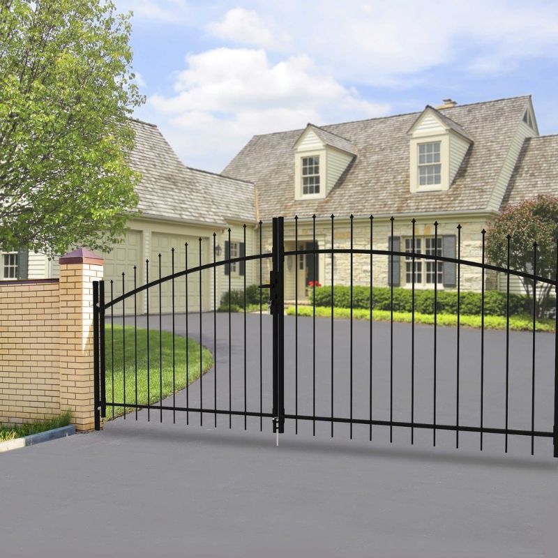 Photo 1 of ALEKO DIY Arched Steel Dual Swing Driveway Gate Kit with Lock - ATHENS Style - 11 X 5 Feet
