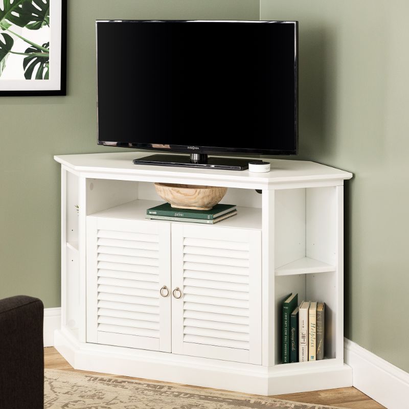 Photo 1 of 52 in. Wood Corner TV Console - White - Walker Edison W52CCRWH
