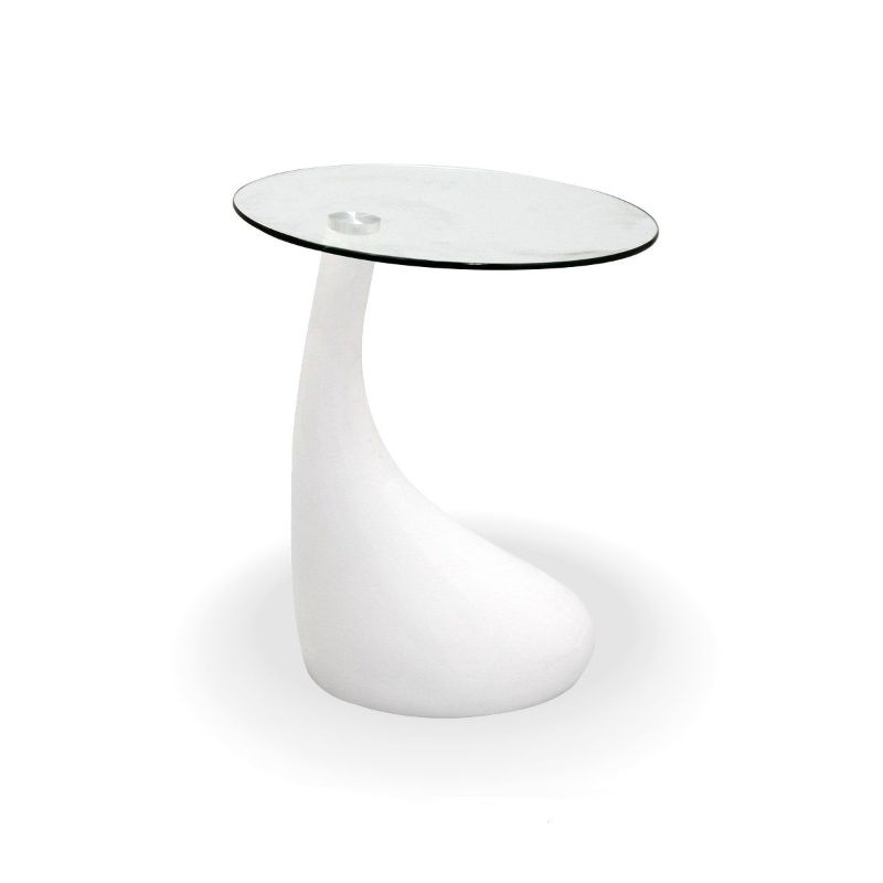 Photo 1 of *Table only*
TearDrop Side Table White Color With 18" Inch Round Glass Top