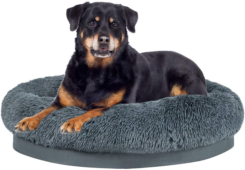 Photo 1 of Utotol Donut Dog Bed, Self-Warming Faux Fur Calming Pet Bed Comfortable Round Cuddler Dog Bed for Small/Medium/Large Dogs and Cats Up 40-100 lbs
