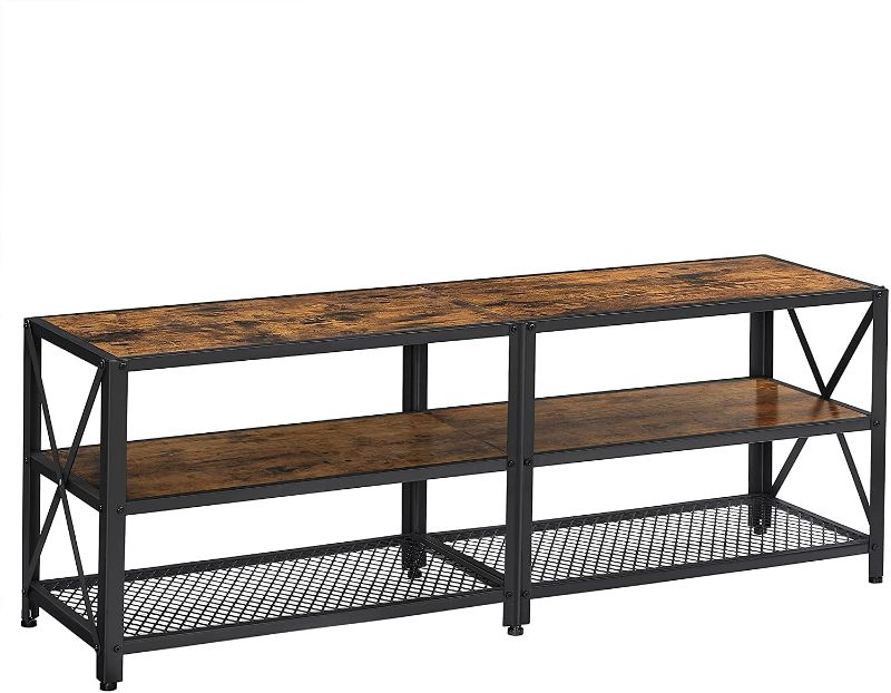 Photo 1 of *No hardware*
VASAGLE TV Stand for TVs up to 60 Inches, 3-Tier, Steel Frame, Industrial Style, Rustic Brown and Black.
