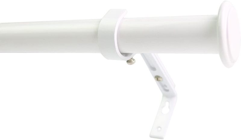 Photo 1 of **JUST THE ROD** 
Urbanest 1-inch Diameter Bouton Adjustable Single Drapery Curtain Rod, 48-inch to 84-inch, Glossy White 
