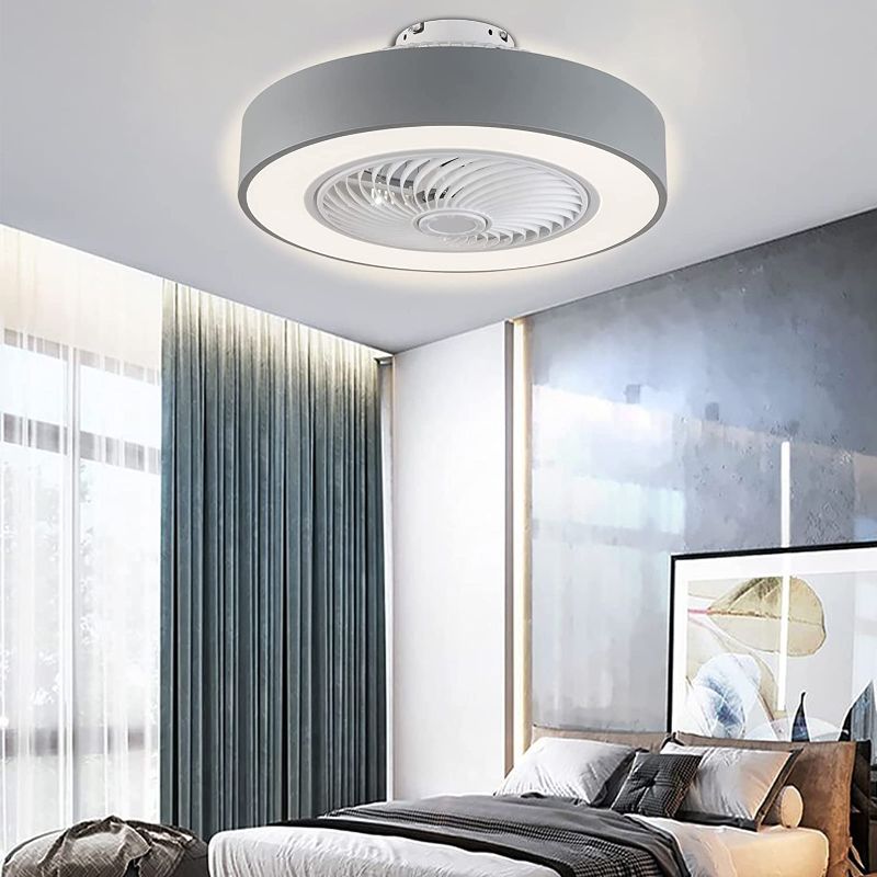 Photo 1 of (slightly different from stock photo)
Ceiling Fan with Lights, Ceiling Fan for Bedroom, LED Remote Controls, Invisible Acrylic Blades Metal Shell Semi Flush Mount Low Profile Fan, white/black