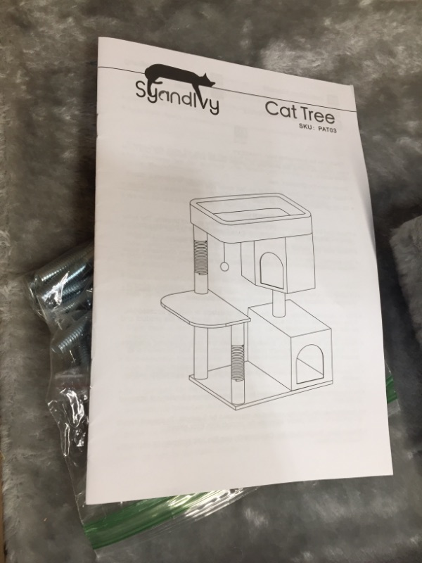 Photo 4 of **SLIGHTLY DIFFERENT FROM STOCK PHOTO**
SYANDLVY Cat Tree for Large Cats, Modern Cat Activity Center with 2 Cats Condos and Scratching Posts, Climbing Stand with Hanging Ball to Play
