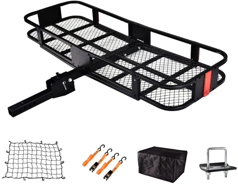 Photo 1 of **INCOMPLETE**
USSerenaY Hitch Cargo Carrier - Trailer Hitch Luggage Rack with Net, Waterproof Cargo Bag and 2 Reinforced Straps - Folding Car Hitch Mount Cargo Carrier L60 X W20 X H6 550lbs Capacity

