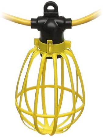 Photo 1 of 100-Foot Outdoor Yellow Commercial Contractor-Grade 10 Socket Plastic Cage String Lights
