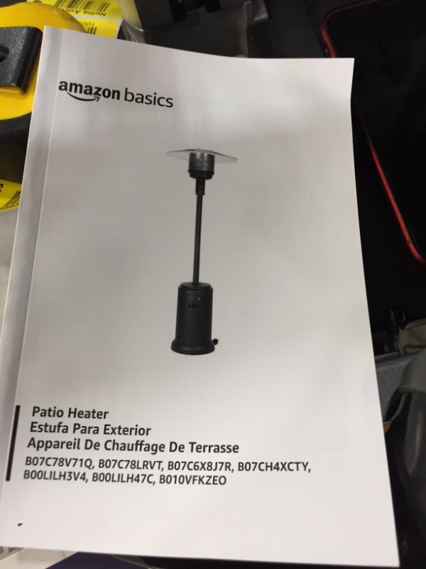 Photo 9 of **SLIGHTLY DIFFERENT FROM THE STOCK PHOTO**
Amazon Basics 46,000 BTU Outdoor Propane Patio Heater with Wheels, Commercial & Residential - Slate Gray/BLUE
