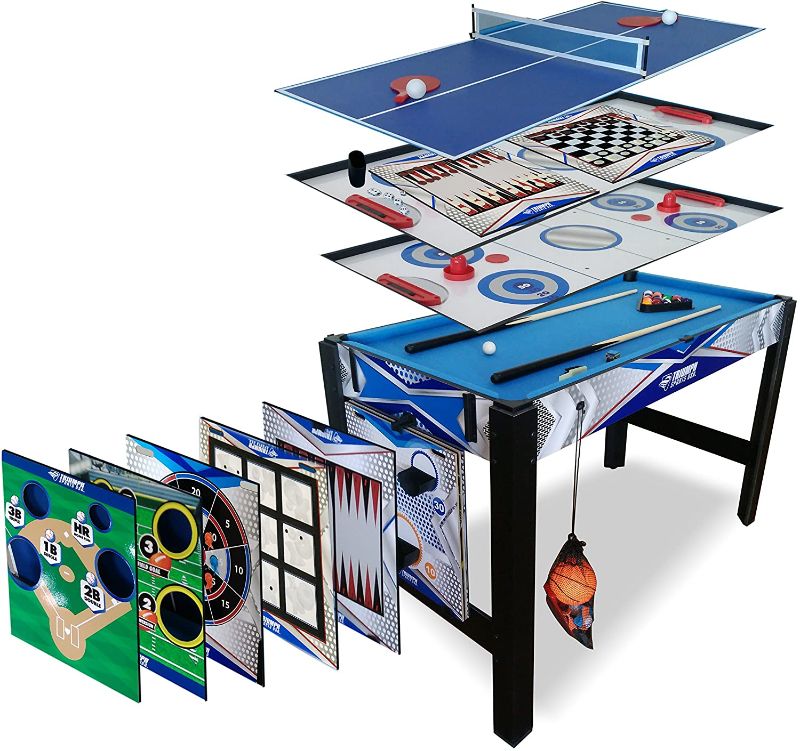 Photo 1 of Triumph 13-in-1 Combo Game Table Includes Basketball, Table Tennis, Billiards, Push Hockey, Launch Football, Baseball, Tic-Tac-Toe, and Skee Bean Bag Toss
