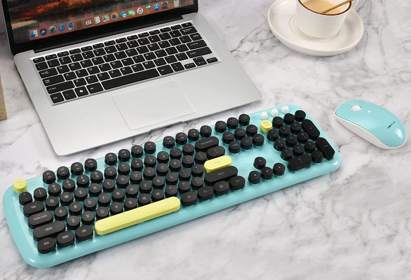 Photo 1 of UBOTIE Portable Bluetooth Colorful Computer Keyboards, Wireless Mini Compact Retro Typewriter Flexible 84Keys Design Keyboard