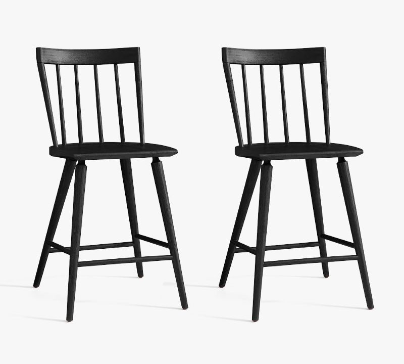 Photo 1 of Amazon Brand - Stone & Beam Classic Spindle-Back Wood Barstool, 37.5"H, Set of 2, BLACK