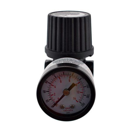 Photo 1 of 1/4 in. Black Air-Compressor Regulator with Gauge (D)
