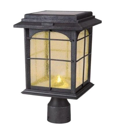 Photo 1 of 
Hampton Bay
Solar Outdoor Hand-Painted Sanded Iron Post Lantern with Seedy Glass Shade
