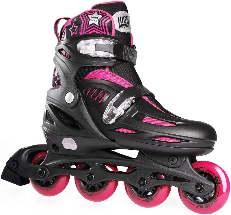 Photo 1 of High Bounce Adjustable Inline Skates for Kids and Adults - Outdoor Roller Skates for Girls and Boys, Men and Women
US size 9-12