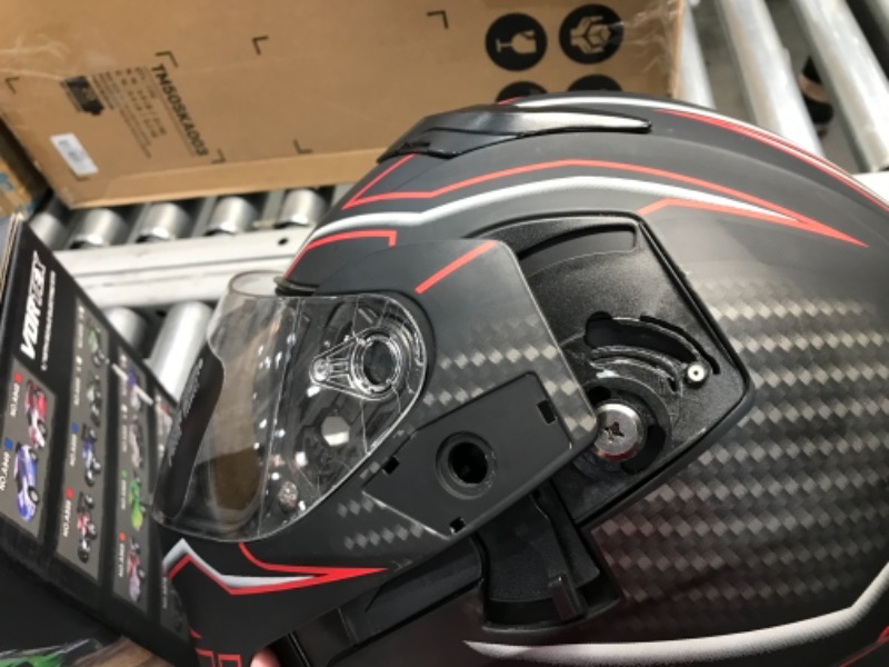 Photo 2 of DAMAGED***
ILM Motorcycle Dual Visor Flip up Modular Full Face Helmet DOT LED Lights Integrated (M, BLACK RED - LED)