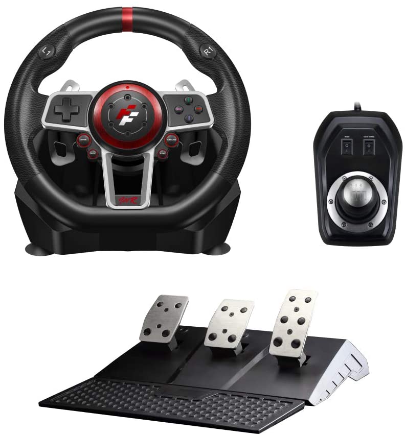 Photo 1 of Flashfire Suzuka 900R racing wheel set with Clutch pedals and H-shifter for PC, PS3, PS4, Xbox 360, XBOX ONE and Nintendo Switch