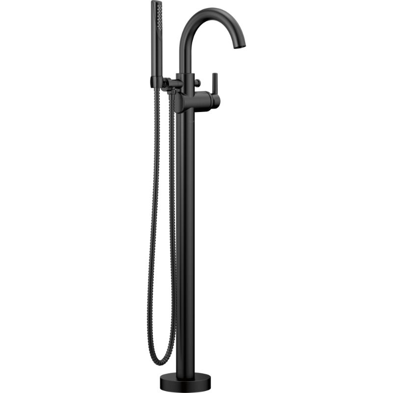 Photo 1 of **incomplete** Delta Trinsic Contemporary Floor Mount Tub Filler Trim in Matte Black T4759-BLFL