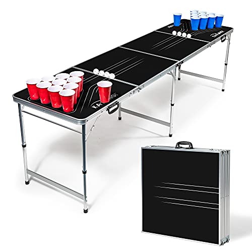 Photo 1 of EastPoint Sports Easy Folding Beer Pong Tailgate Tables with Cups and Balls, Black Perfect for Cookouts, Yards, Parties, Park, BBQ, Beach and More