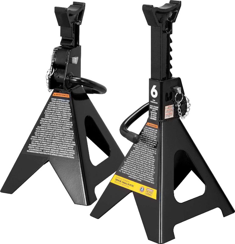 Photo 1 of  Double Locking Steel Jack Stands, 2 Pack, Black, AT46002AB