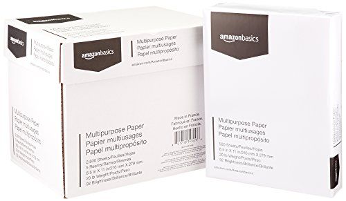 Photo 1 of AmazonBasics 92 Bright Multipurpose Copy Paper - 8.5 X 11 Inches, 5 Reams (2,500 Sheets)