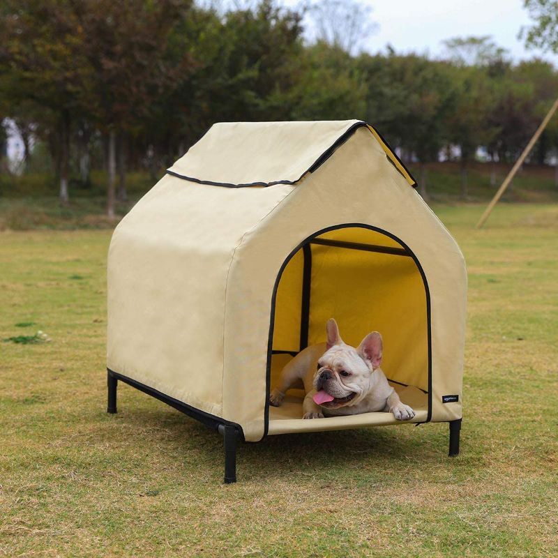 Photo 1 of Amazon Basics Elevated Portable Pet House, Large, Khaki