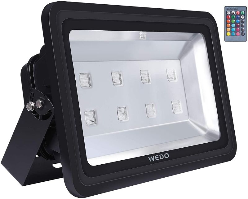 Photo 1 of WEDO RGB Flood Light, 400W Outdoor RGB LED Flood Lights Lamp (Black Shell) 16 Colors Change 4 Modes with Remote Control Wall Wash Light Landscape Business Lighting for Garden Yard Park Courtyard