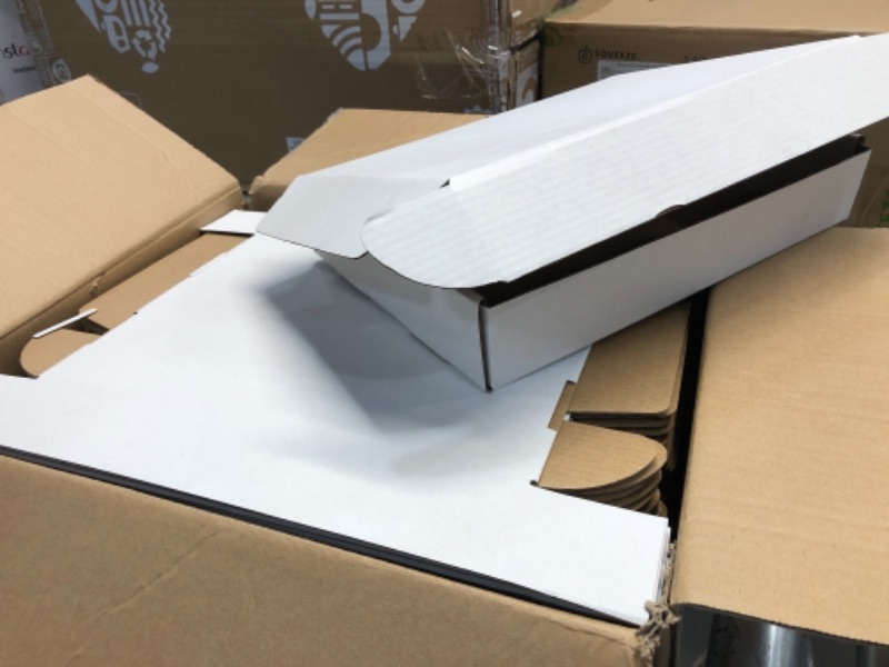 Photo 1 of Shipping Boxes Set of 25, White Corrugated Cardboard Box Literature Mailer,Die-Cut Shipping Cartons, Small White Mailing Boxes