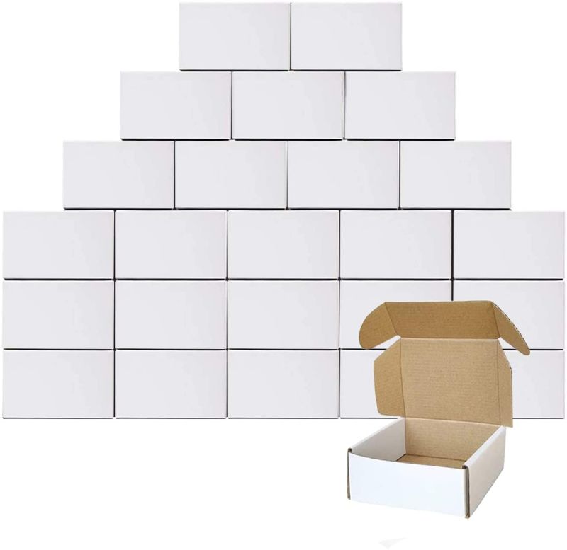 Photo 1 of Shipping Boxes Set of 25, White Corrugated Cardboard Box Literature Mailer,Die-Cut Shipping Cartons, Small White Mailing Boxes