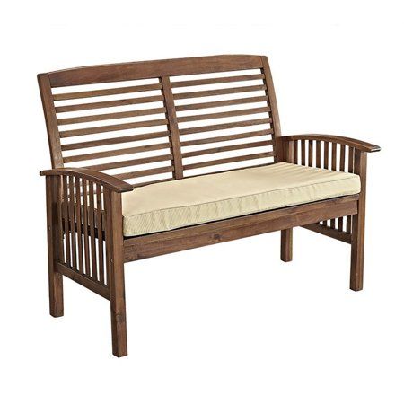 Photo 1 of Acacia Wood Patio Loveseat Bench in Dark Brown - Walker Edison OWLSDB
