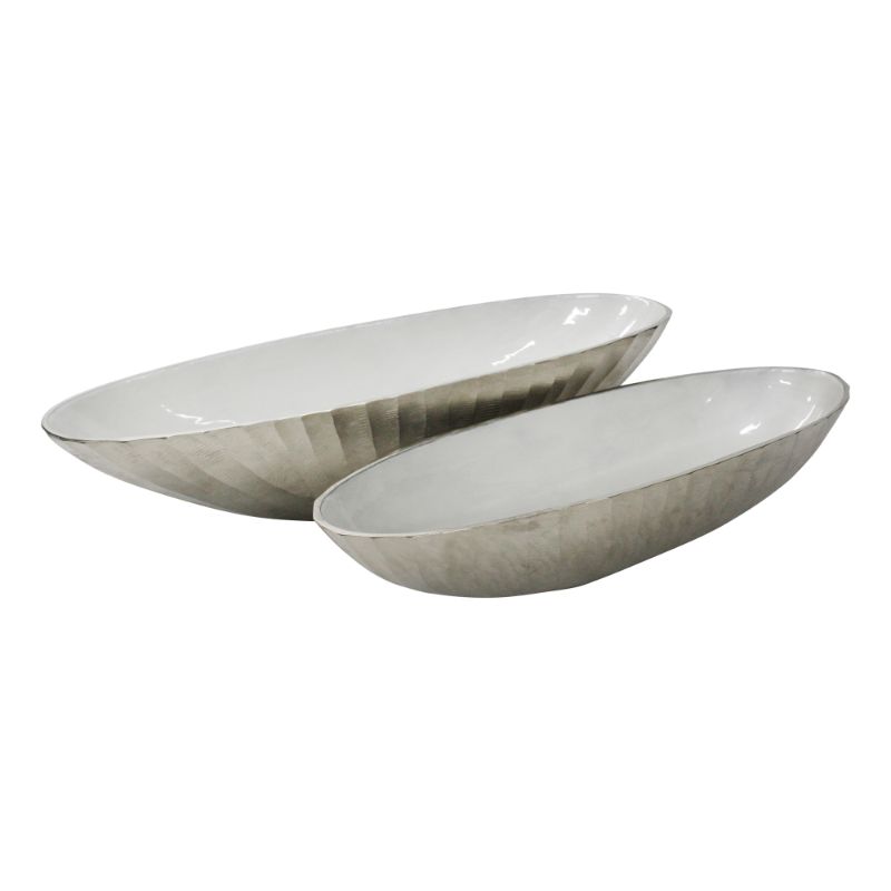 Photo 1 of ***INCOMPLETE*** 15235-01 22-24 in. Aluminum Oval Bowl, Silver - Set of 2
