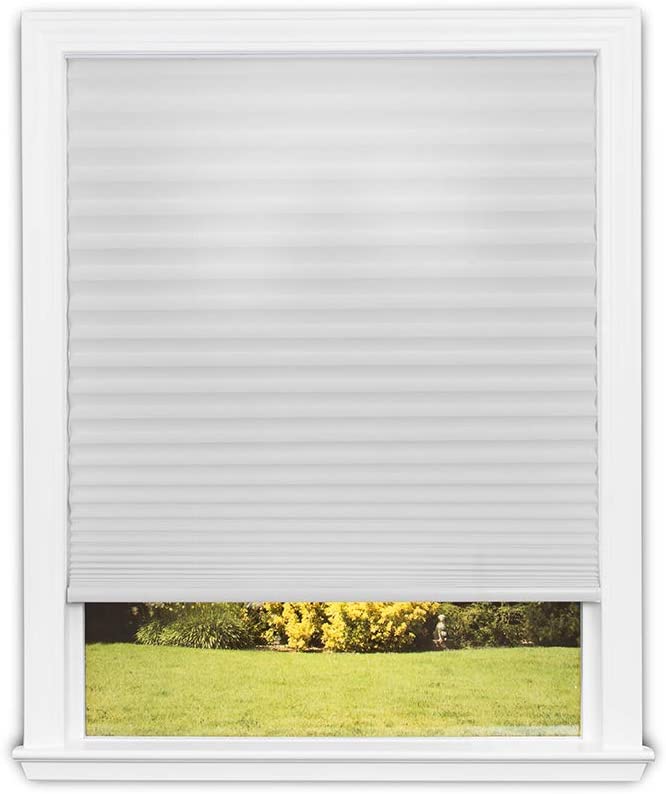 Photo 1 of  Cordless Pleated Light Filtering Fabric Shade (Fits Windows 31"-48"), 45 Inch x 64 Inch, White
