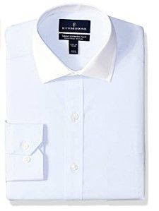 Photo 1 of Buttoned Down Men's Tailored Fit Stretch Poplin Dress Shirt, Supima Cotton Non-Iron, Spread-Collar 19" Neck 37" Sleeve 
