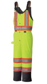 Photo 1 of Pioneer High Visibility, Waterproof, Windproof Quilted Bib Safety Pants with Adjustable Suspenders, Reflective Tape, XL
