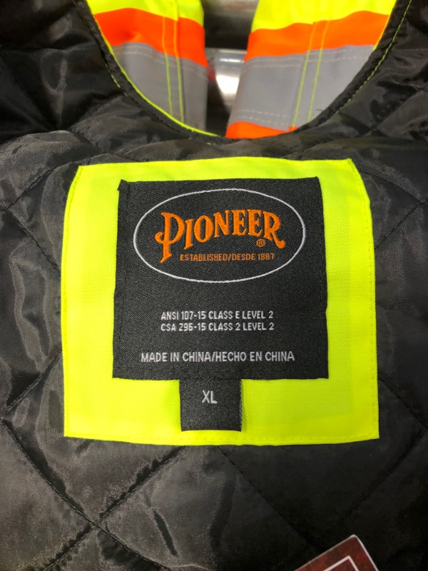 Photo 3 of Pioneer High Visibility, Waterproof, Windproof Quilted Bib Safety Pants with Adjustable Suspenders, Reflective Tape, XL
