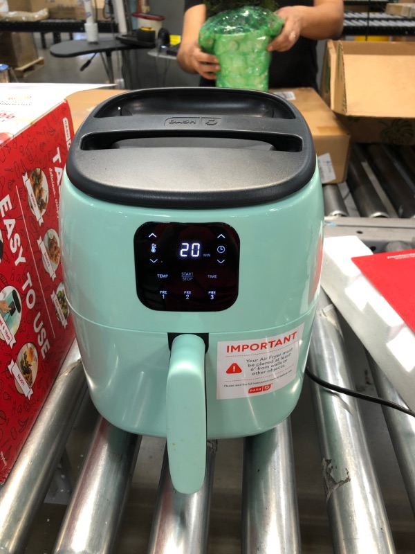 Photo 3 of Dash Tasti-Crisp™ Digital Air Fryer with AirCrisp® Technology, Custom Presets, Temperature Control, and Auto Shut Off Feature, 2.6 Quart - Aqua
