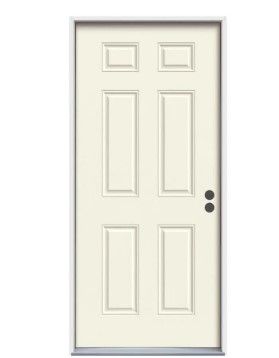 Photo 1 of 32 in. x 80 in. 6-Panel Primed Steel Prehung Left-Hand Inswing Front Door
