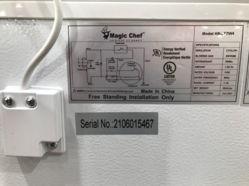 Photo 3 of Magic Chef
7.0 cu. ft. Chest Freezer in White
