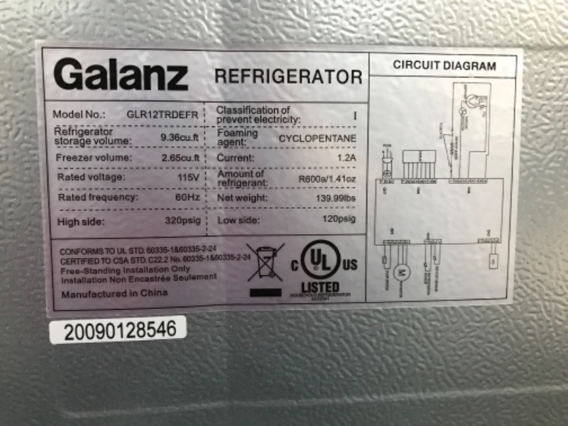 Photo 9 of Galanz
10.0 cu. ft. Retro Top Freezer Refrigerator with Dual Door True Freezer, Frost Free in Red
