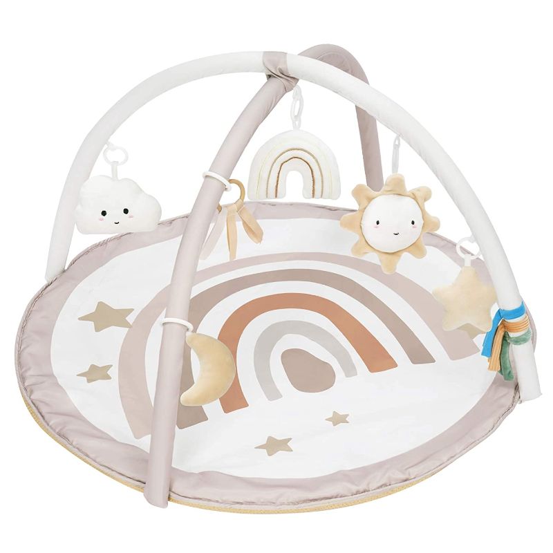 Photo 1 of little dove Baby Gym and Infant Play Mat Rainbow Design for Newborn Stage-Based Developmental Activity Gym for Toddlers Aged 0 to 3 6 9 12 Months Old Babies with 7 Toys
