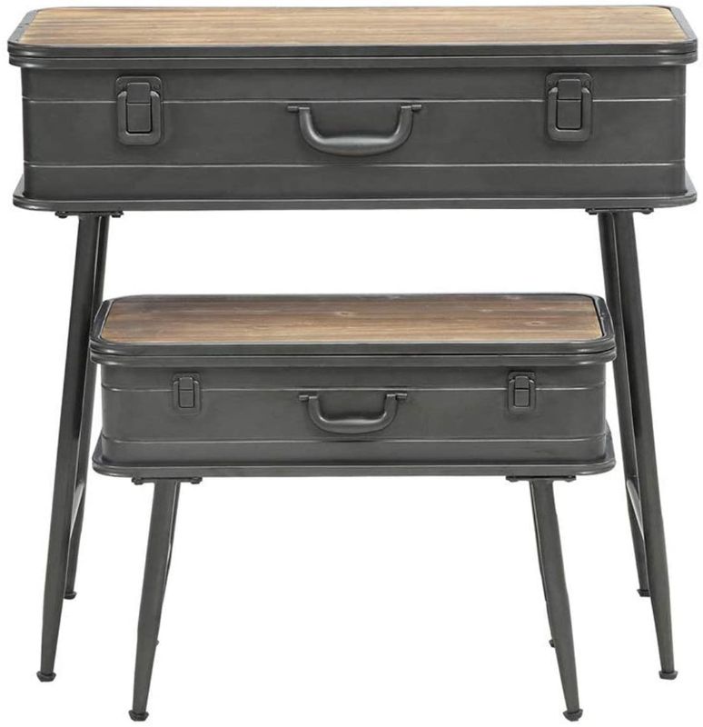 Photo 1 of 4D Concepts Urban Loft Metal Two Trunk Tables, Rustic Natural Pine
