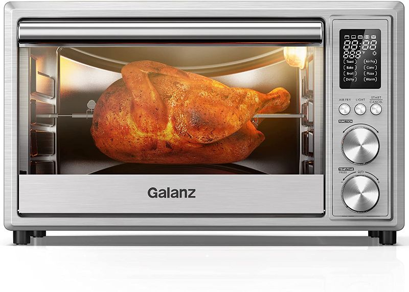 Photo 1 of Galanz GT12SSDAN18 Combo 8-in-1 Air Fryer Toaster Oven, Convection Oven with Rotisserie & Dehydrator, 6 Accessories Included, 1800W, 32 Quart Extra Large, Stainless Steel
