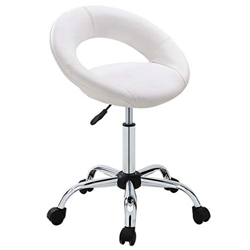 Photo 1 of Duhome White Adjustable Task Chairs,Rolling Swivel Stool for Massage Salon Office Facial S