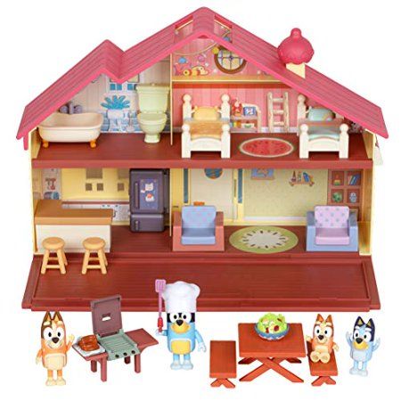 Photo 1 of Bluey Heeler Family Home & Outdoor BBQ Set Playset [Includes Bluey, Bingo, Mum (Chilli) & Dad (Bandit)!]
