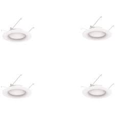 Photo 1 of 6 in. White Integrated LED Recessed Trim
 BRIGHT WHITE (4-Pack)
